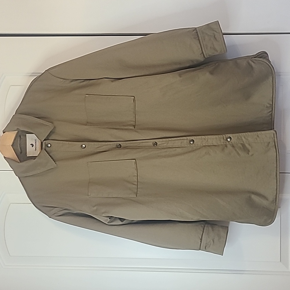 Twothirds Sherpa Lined Corderoy Collar Cuff Olive Green Barn Jacket Coat Size XL
